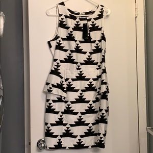 New never worn black and white Peplum dress